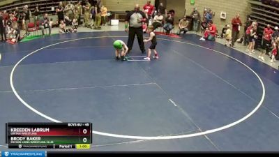 45 lbs Cons. Round 2 - Kreeden Labrum, Uintah Wrestling vs Brody Baker, Payson Lions Wrestling Club