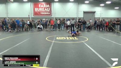 63 lbs Quarterfinal - Nick Paulson, Cavalier Wrestling Club vs Liam Green, Williamsburg Wrestling Club