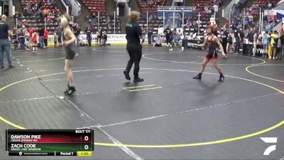 75 lbs Cons. Round 4 - Zach Cook, Grass Lake Warrior vs Dawson Pike, Cedar Springs WC