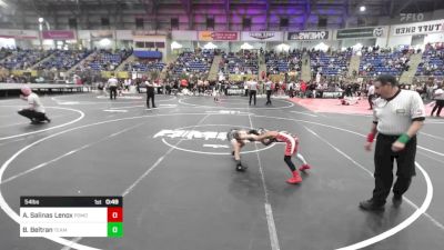 54 lbs Quarterfinal - Anthony Salinas Lenox, Pomona Elite vs Beau Beltran, Team Garcia