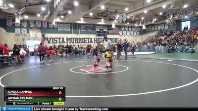 143 lbs Semifinal - Alyssa Campos, Chaparral vs Jaydan Colgan, Temecula Valley