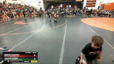 46-55 lbs Round 2 - Mayson Reber, Greybull Basin Athletic Club vs Gracie Saldana, Powell Wrestling Club