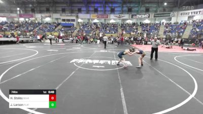 74 lbs Quarterfinal - Hudson Staley, Bear Cave vs Jack Larson, Platte Valley Junior Wrestling