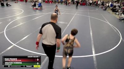 120 lbs Champ. Round 1 - Weston Hoebing, Minnesota vs Isak Franck, Andover Wrestling Club