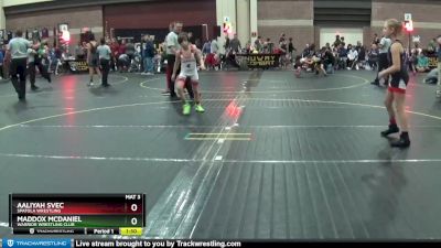 91 lbs Cons. Round 2 - Aaliyah Svec, Spatola Wrestling vs Maddox McDaniel, Warrior Wrestling Club