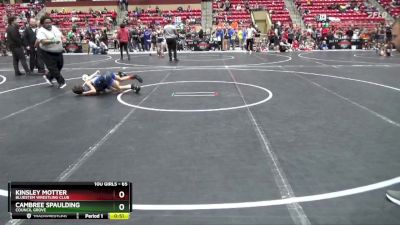 65 lbs Quarterfinal - Kinsley Motter, Bluestem Wrestling Club vs Cambree Spaulding, Council Grove