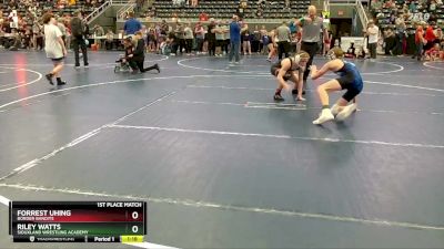 130 lbs 1st Place Match - Riley Watts, Siouxland Wrestling Academy vs Forrest Uhing, Border Bandits