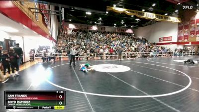 84 lbs Champ. Round 1 - Sam Franks, Shoshoni Junior High School vs Boyd Ramirez, Lander Middle School