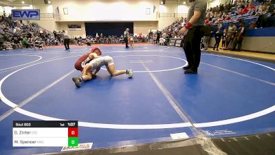 64 lbs Quarterfinal - Grady Zinter, Owasso Takedown Club vs Maddix Spencer, Keystone Kids Wrestling Club