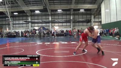 285 lbs Champ. Round 1 - Evan Anderson, New York University vs Lucas Wilson-Wuestefeld, Worcester Polytechnic Institute