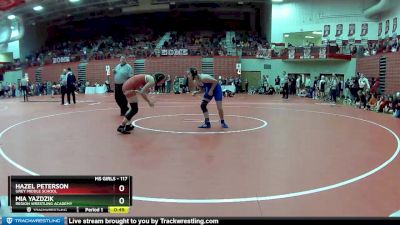 117 lbs Champ. Round 1 - Hazel Peterson, Urey Middle School vs Mia Yazdzik, Region Wrestling Academy