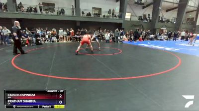 157 lbs Champ. Round 1 - Carlos Espinoza, WA vs Pratham Sharma, CA