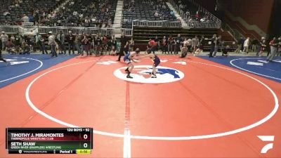 92 lbs Cons. Round 1 - Timothy J. Miramontes, Thermopolis Wrestling Club vs Seth Shaw, Green River Grapplers Wrestling