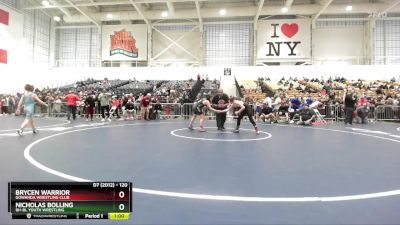 120 lbs Cons. Round 1 - Nicholas Bolling, BH-BL Youth Wrestling vs Brycen Warrior, Gowanda Wrestling Club