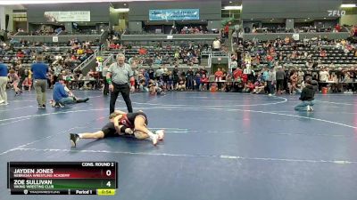 100 lbs Cons. Round 2 - Jayden Jones, Nebraska Wrestling Academy vs Zoe Sullivan, Viking Wresting Club