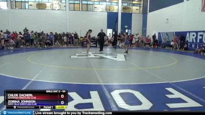 54 lbs Quarterfinal - Chloe Zacherl, Scotsman Wrestling Club vs Zorina Johnson, West Hills Wrestling Club