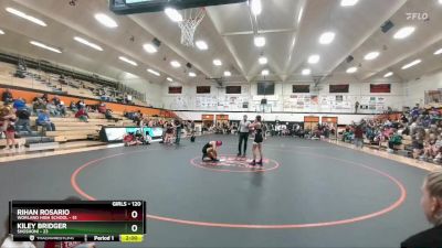 120 lbs Round 5 - Rihan Rosario, Worland High School vs Kiley Bridger, Shoshoni