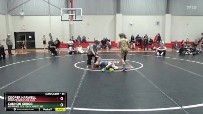 85 lbs Cons. Semi - Cannon Gregg, Alexander City Youth Wrestling vs Cooper Harwell, Ironclad Wrestling Club