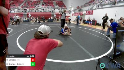 60 lbs Consi Of 4 - Nolan Gallegos, Lions Wrestling Academy vs Greyson Shelton - Polk, Comanche Takedown Club