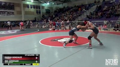 106 lbs Semifinal - Ren Gonzalez, Los Alamitos vs Mariah Gonzalez, La Quinta