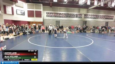 67 lbs Cons. Semi - Jaxton Lamb, Cougars Wrestling Club vs Silas Holland, Champions Wrestling Club