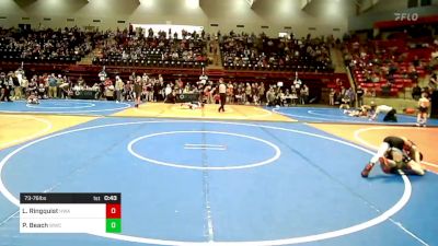 73-76 lbs Final - Lukus Ringquist, HURRICANE WRESTLING ACADEMY vs Parker Beach, Woodland Wrestling Club