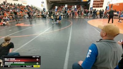 36-40 lbs Quarterfinal - Billy Rose, Powell Wrestling Club vs Bridger Jorgensen, Sheridan