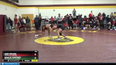 174 lbs Semifinal - Jake Prudek, Fresno City College vs Benicio Martinez, Sacramento City College