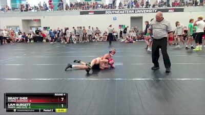 84 lbs Round 4 (6 Team) - Brady Sher, Florida Scorpions vs Liam Burgett, Finger Lakes Elite