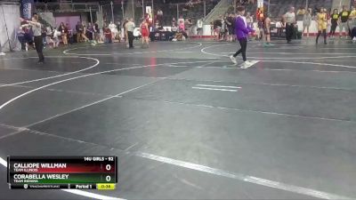 92 lbs Semifinal - Corabella Wesley, Team Indiana vs Calliope Willman, Team Illinois