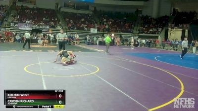 D 1 132 lbs Cons. Round 4 - Cayden Richard, Acadiana vs Kolton West, Live Oak