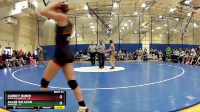 113 lbs Semis & Wb (16 Team) - Kaleb Salazar, Wawasee vs Aubrey Baber, Hamilton Heights