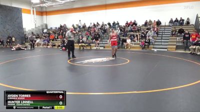 150 lbs Quarterfinal - Ayden Torres, Dubuque Senior vs Hunter Linnell, Prairie, Cedar Rapids