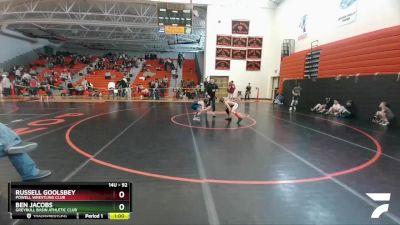 92 lbs Round 3 - Ben Jacobs, Greybull Basin Athletic Club vs Russell Goolsbey, Powell Wrestling Club