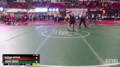 A - 205 lbs Cons. Round 2 - Jaiden Gibson, Custer Co. (Miles City) vs Nathan Arthur, Lockwood