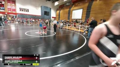 70 lbs Cons. Semi - Zander Weliever, Riverton Middle School vs Xaden Baxendale, Lovell Middle School