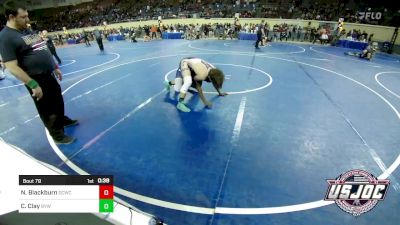 155 lbs Consi Of 16 #2 - NeJeion Blackburn, Deer Creek Wrestling Club vs Cain Clay, Bristow Youth Wrestling