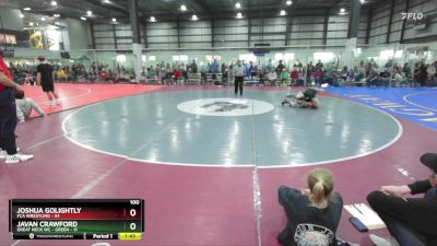 100 lbs Round 2 (6 Team) - Joshua Golightly, FCA WRESTLING vs Javan Crawford, GREAT NECK WC - GREEN