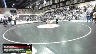 82 lbs Cons. Semi - Braxton Schwarzenbach, Temecula Valley Wrestling Club vs Dominic Avila, Central Coast Most Wanted