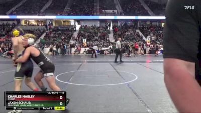 115 lbs Cons. Round 3 - Jaxen Schaub, Frontenac Youth Wrestling Club vs Charles Magley, Oakley