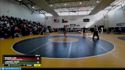 120 lbs Semifinal - Mason Lum, St. John`s School Houston vs Lawson Jacks, Casady School, Ok