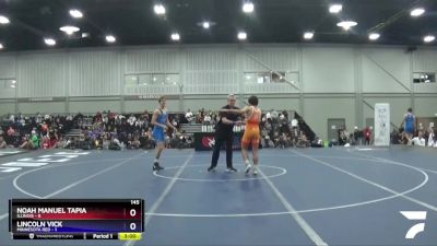 145 lbs Quarters & 1st Wb (16 Team) - Noah Manuel Tapia, Illinois vs Lincoln Vick, Minnesota Red