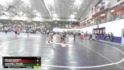 141 lbs Champ. Round 2 - Malikhi Espiritu, Vanguard University vs Hartwell Taylor, University Of Saint Mary (KS)