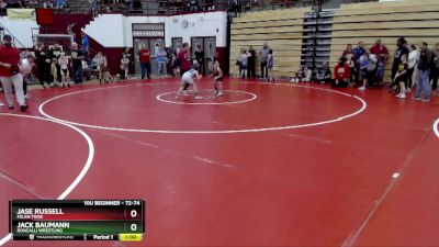 72-74 lbs Round 1 - Jase Russell, Milan Tribe vs Jack Baumann, Roncalli Wrestling