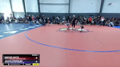 40-45 lbs Round 3 - Sawyer Watts, Team Aggression Wrestling Club vs Jiovani Rodriguez, Victory Wrestling-Central WA