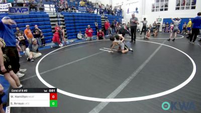 61 lbs Consi Of 8 #2 - Wahlking Hamilton, Weatherford Youth Wrestling vs Sebastian Arroyo, Little Axe Takedown Club