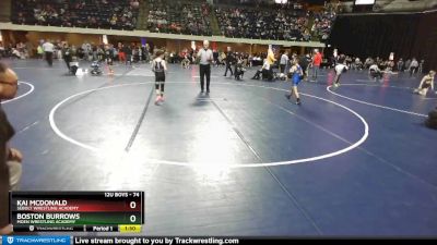 74 lbs Quarterfinal - Kai McDonald, Sebolt Wrestling Academy vs Boston Burrows, Moen Wrestling Academy