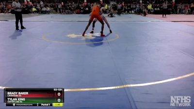 D2-120 lbs Champ. Round 1 - Brady Baker, Lakeshore HS vs Tylan King, Center Line HS