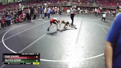 80 lbs Champ. Round 1 - Grayson Barnby, Junior Titans Wrestling Club vs Colby Kramer, Sutherland Youth Wrestling Club