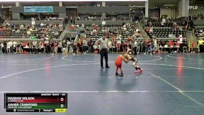 65 lbs Cons. Round 1 - Maddox Wilson, Clarinda Elite vs Xavier Crawford, Sherman Challengers